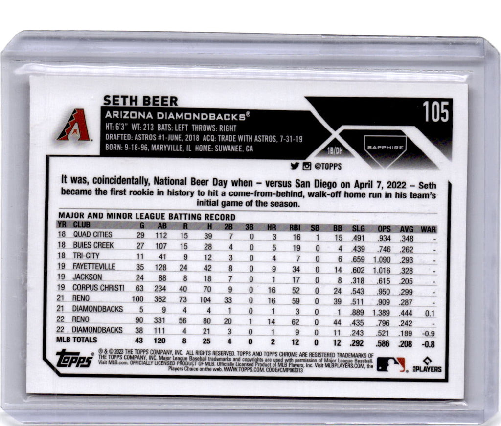 2022 Topps Chrome Sapphire Edition #345 Seth Beer Orange #/25
