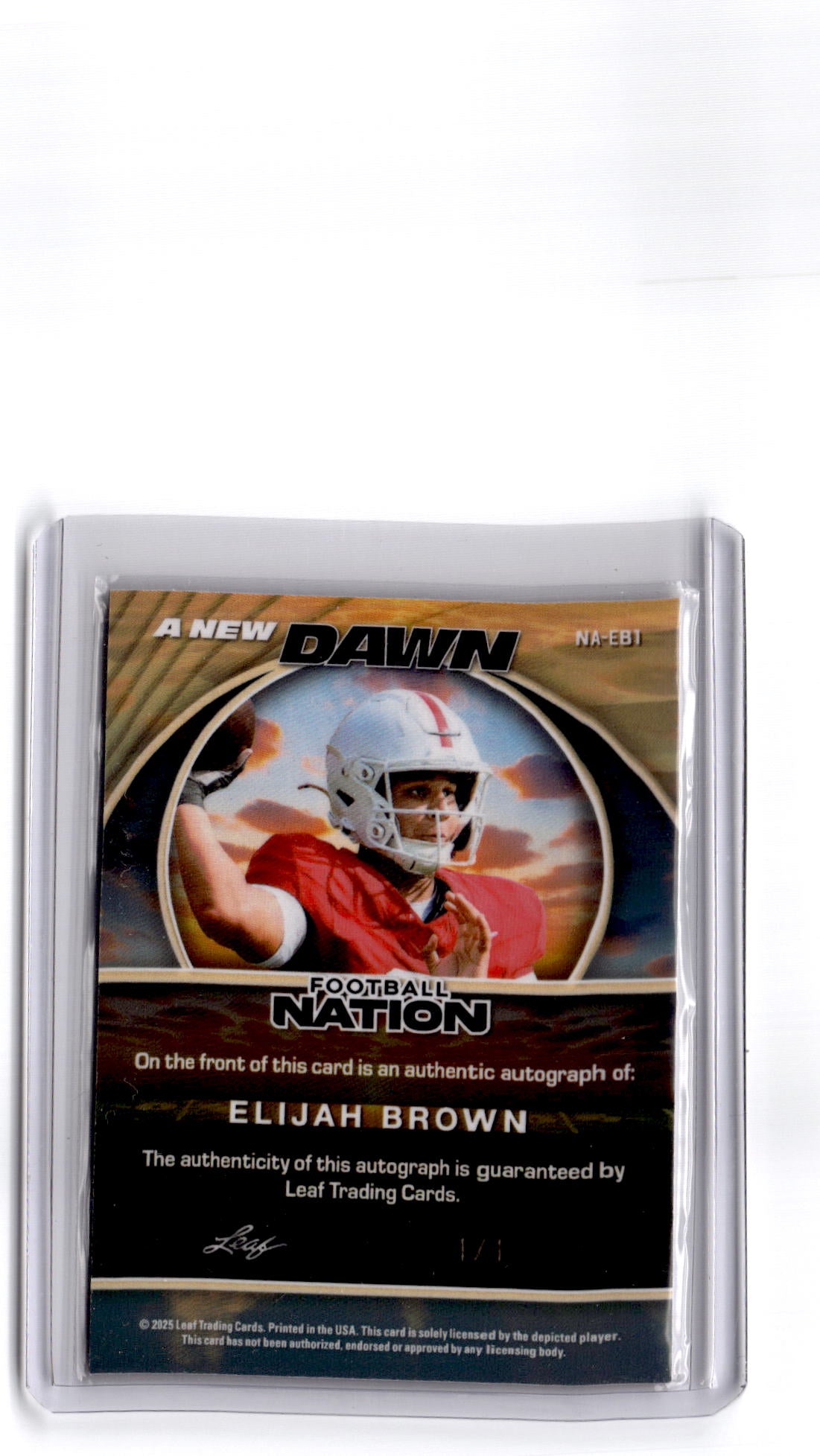 2025 Leaf Football Nation - Auto Prismatic Gold Elijah Brown #/1