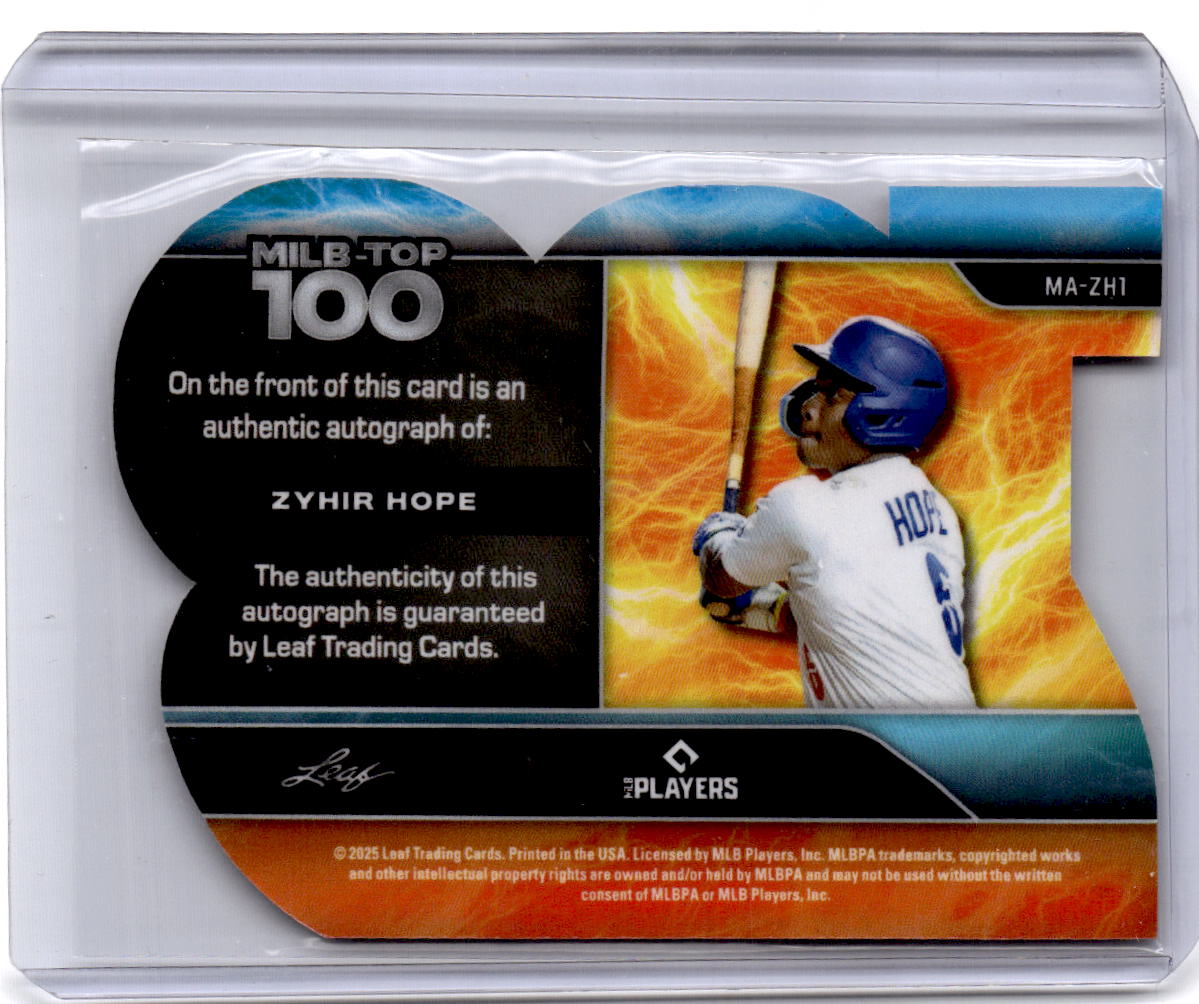 2025 Leaf Baseball Nation Zyhir Hope Top 100 Autographs Gold 1/1