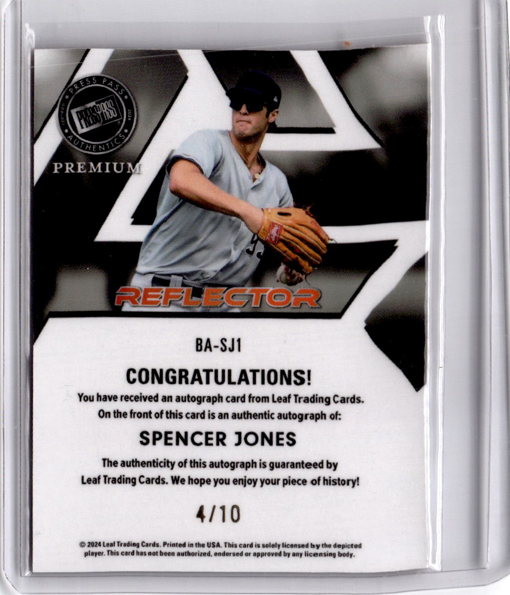 2024 Press Pass Premium Spencer Jones  Autographs Prismatic Red #/10