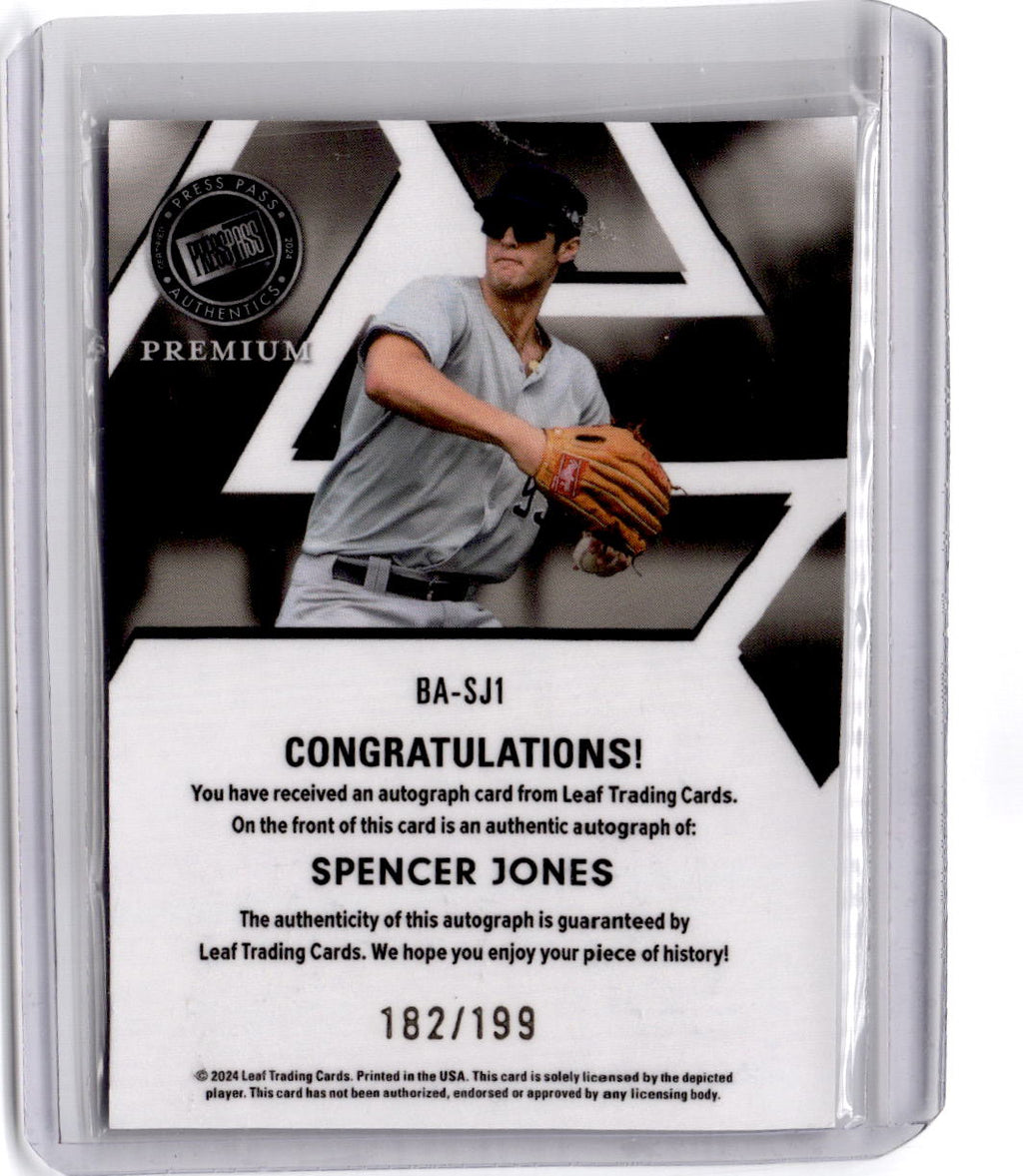 2024 Press Pass Premium Spencer Jones Autographs Brite Brite Silver #/199