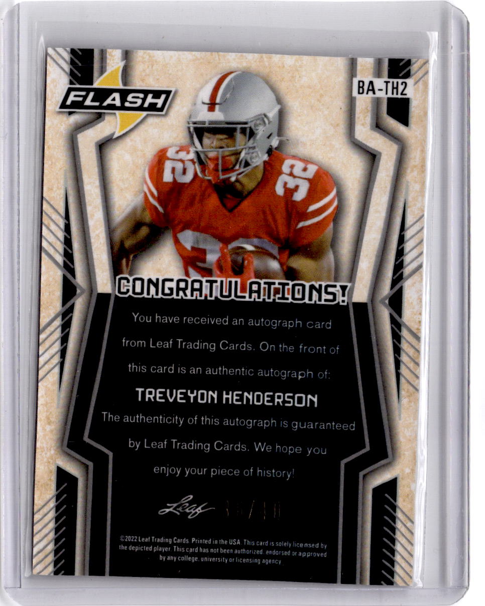 2022 Leaf Flash #BA-TH2 TreVeyon Henderson Autographs #/40