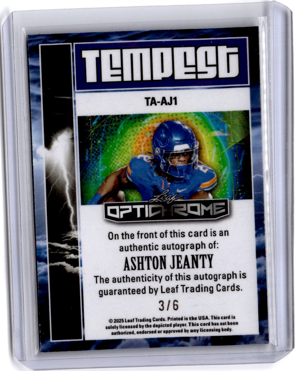 2025 Leaf Optichrome #TA-AJ1 Ashton Jeanty Tempest Autographs Crystal Green