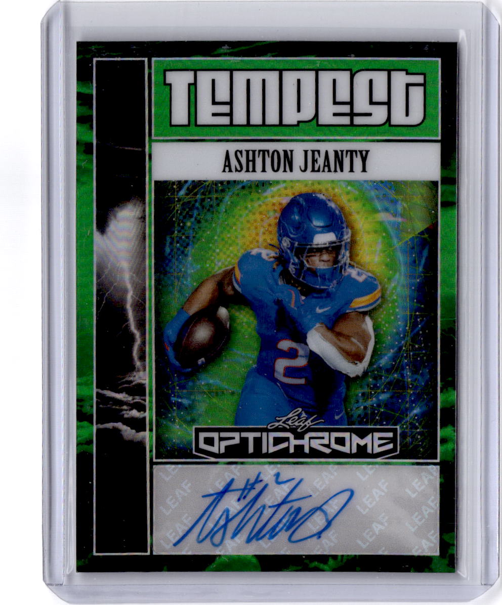 2025 Leaf Optichrome #TA-AJ1 Ashton Jeanty Tempest Autographs Crystal Green