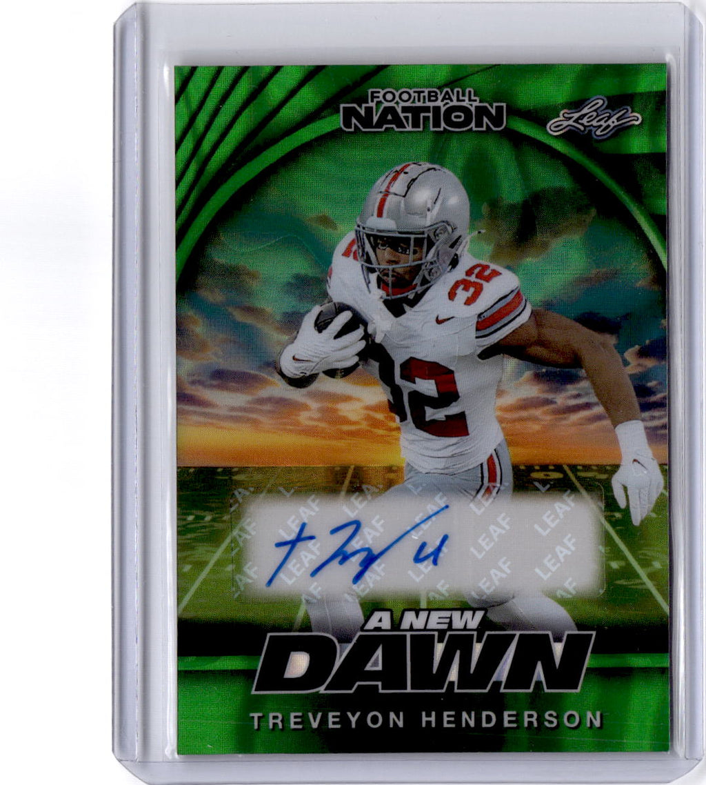 2025 Leaf Football Nation - A New Dawn Auto Lava Green TreVeyon Henderson