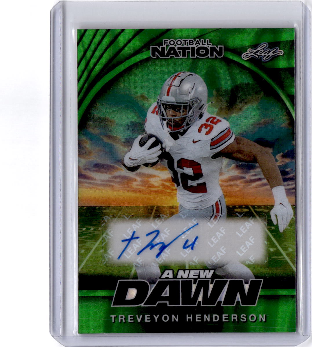 2025 Leaf Football Nation - A New Dawn Auto Lava Green TreVeyon Henderson