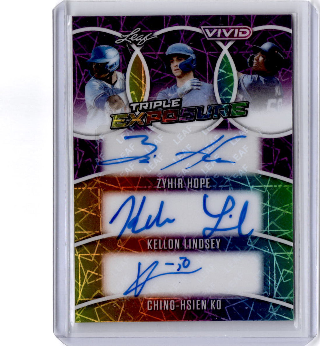 2025 Leaf Vivid Zyhir Hope / Kellon Lindsey / Ching-Hsien Ko Triple Auto #/7