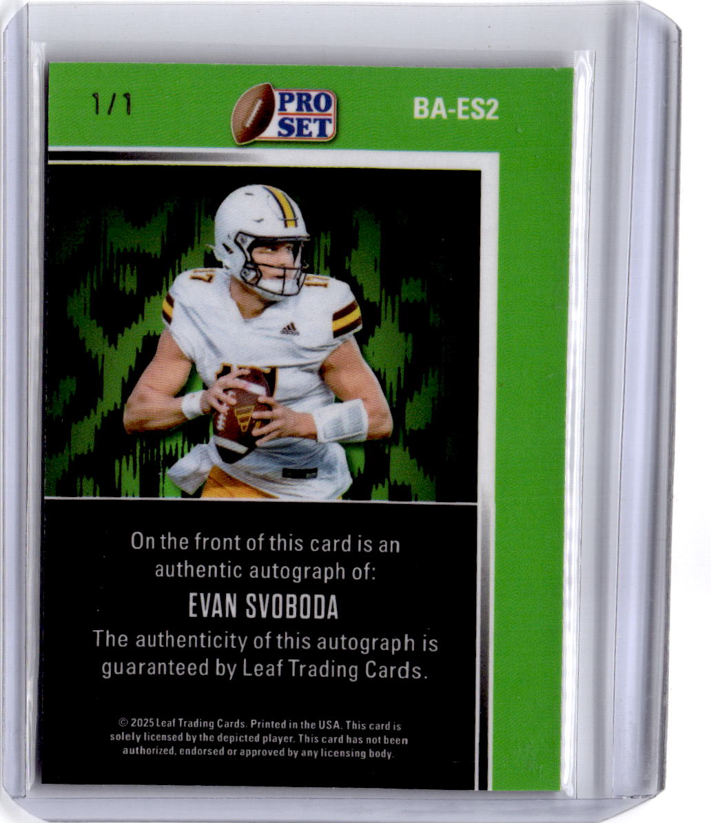 2025 Pro Set Metal #BA-ES2 Evan Svoboda Base Autographs Crystals Gold