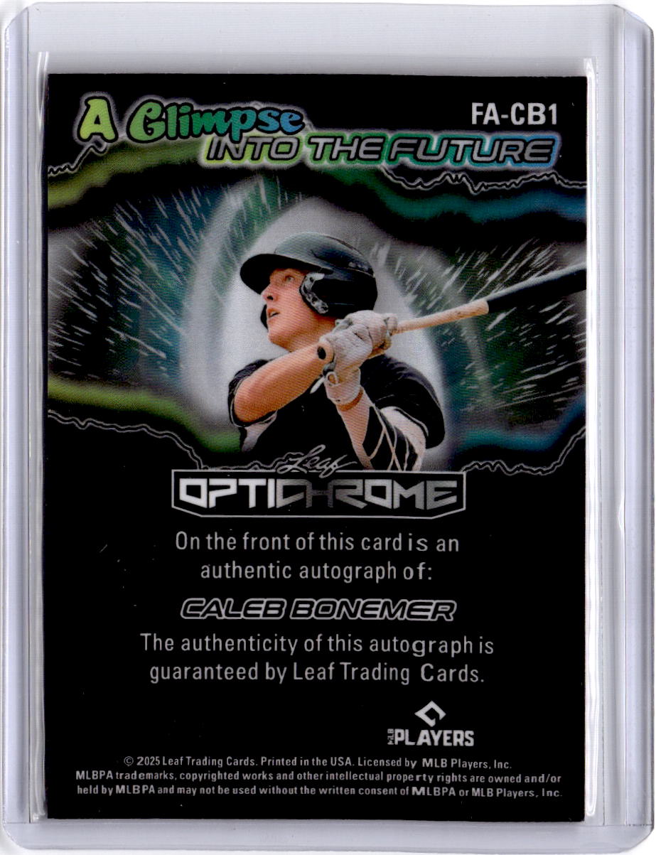 2025 Leaf Optichrome Caleb Bonemer Future Autographs Crystal Red #/2