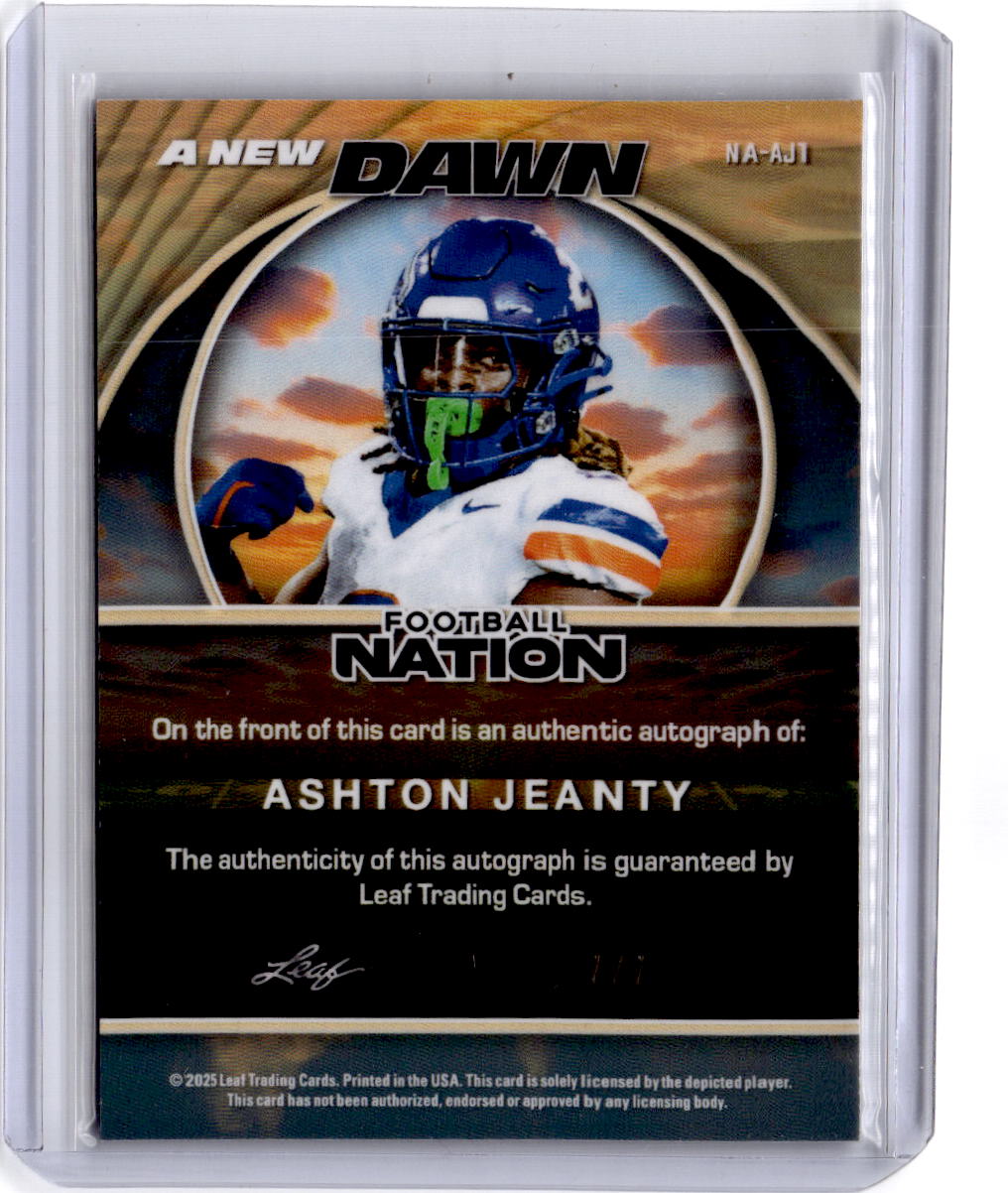 2025 Leaf Football Nation - A New Dawn Auto Prismatic Blue Ashton Jeanty #/7