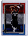 2025-26 Topps Chrome Update Giannis Antetokounmpo Red White and Blue Refractor