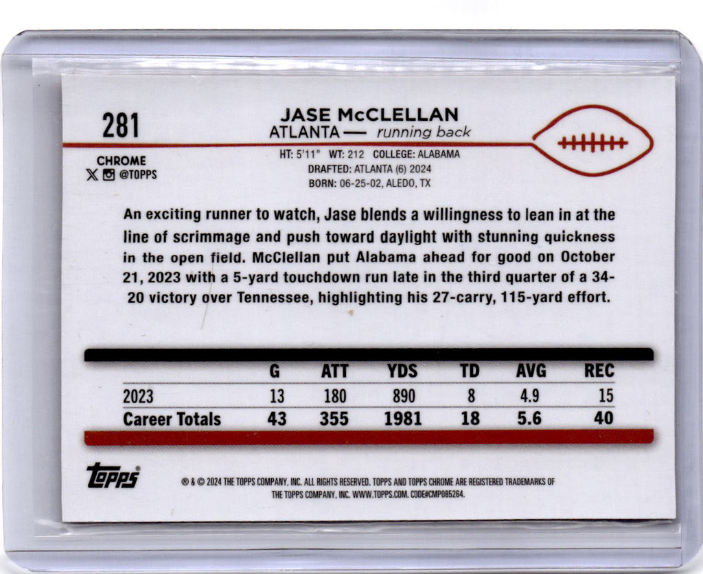 2024 Topps Chrome #281 Jase McClellan Orange Geometric Refractor #/25