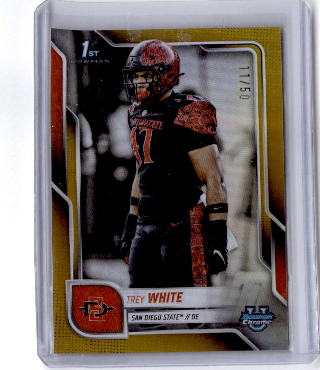 2025 Bowman University Chrome #25 Trey White Gold Refractor #/50