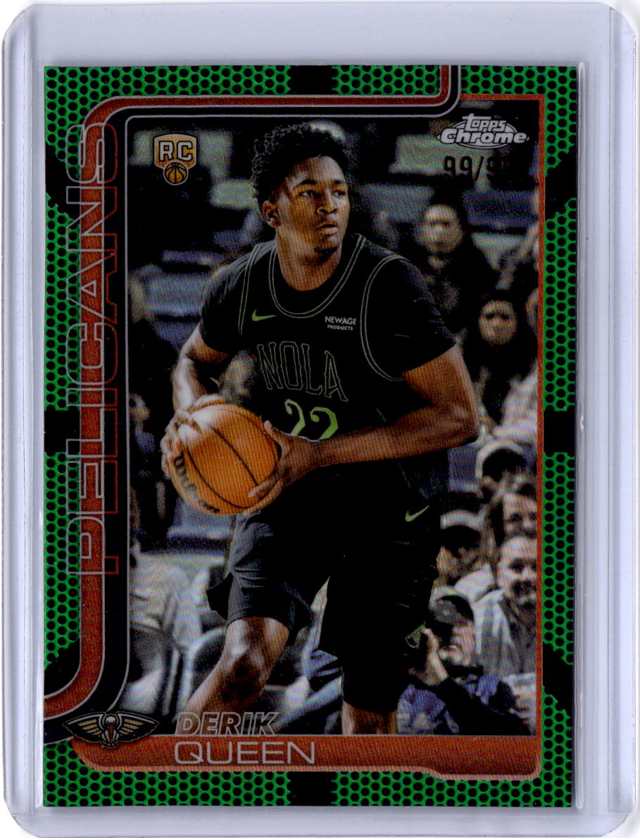 2025-26 Topps Chrome Update #163 Derik Queen Green Basketball Refractor #/99