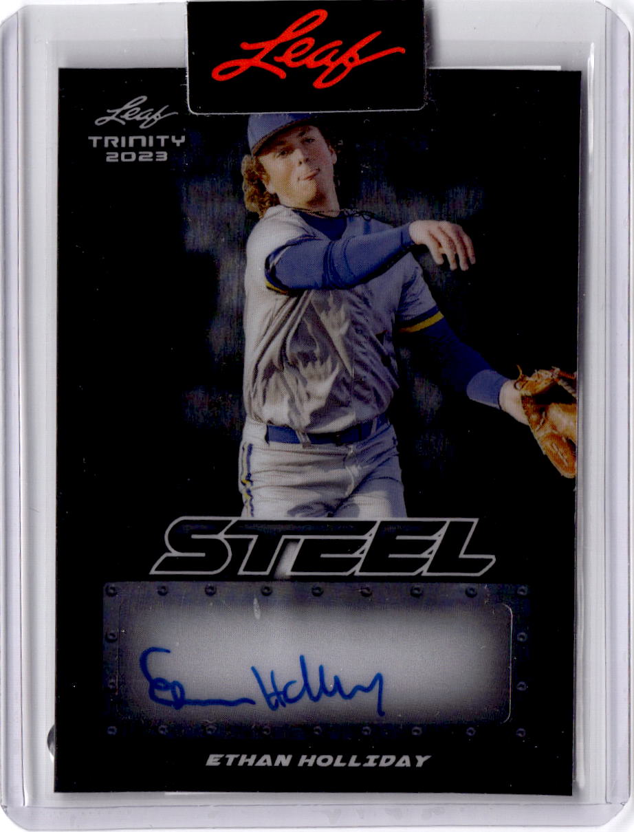 2023 Leaf Trinity #S-22 Ethan Holliday Steel Proof Autographs Black