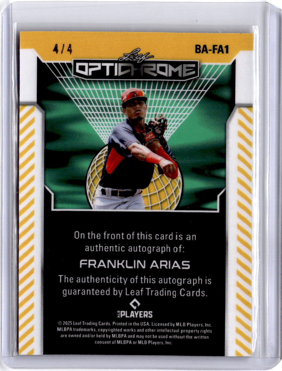 2025 Leaf Optichrome #58 Franklin Arias Autographs Red #/4