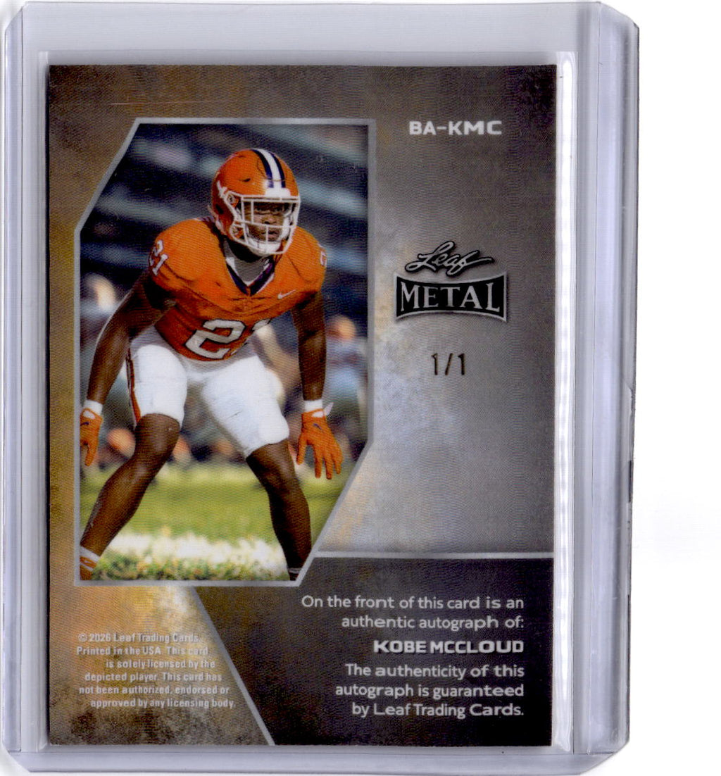 2026 Leaf Metal #BA-KMC Kobe McCloud Base Autographs Crystal Gold #/1