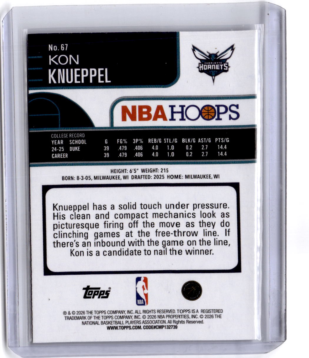 2025-26 Hoops #67 Kon Knueppel Light Burst