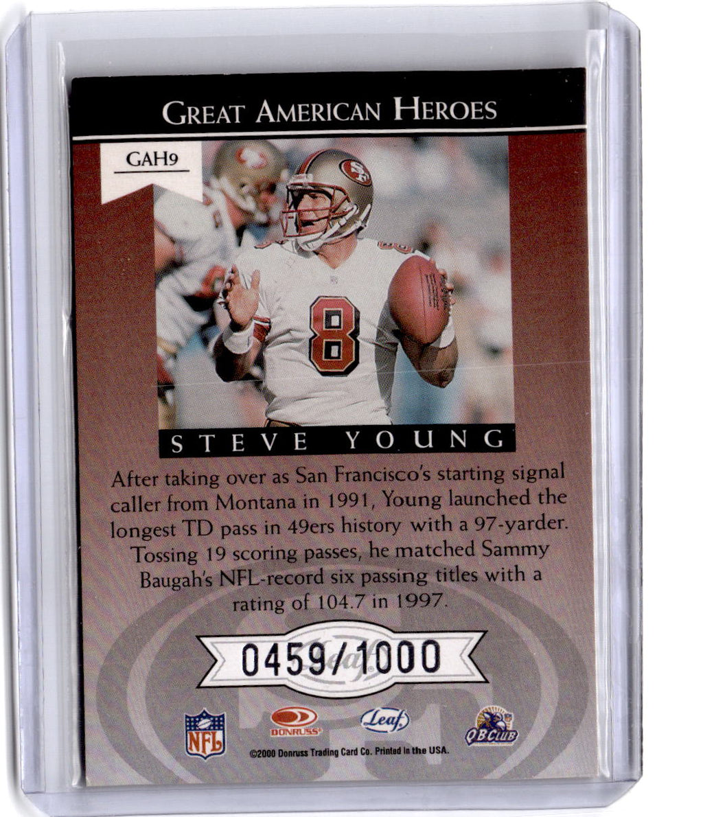 2000 Leaf Rookies & Stars #GAH9 Steve Young Great American Heroes #/1000