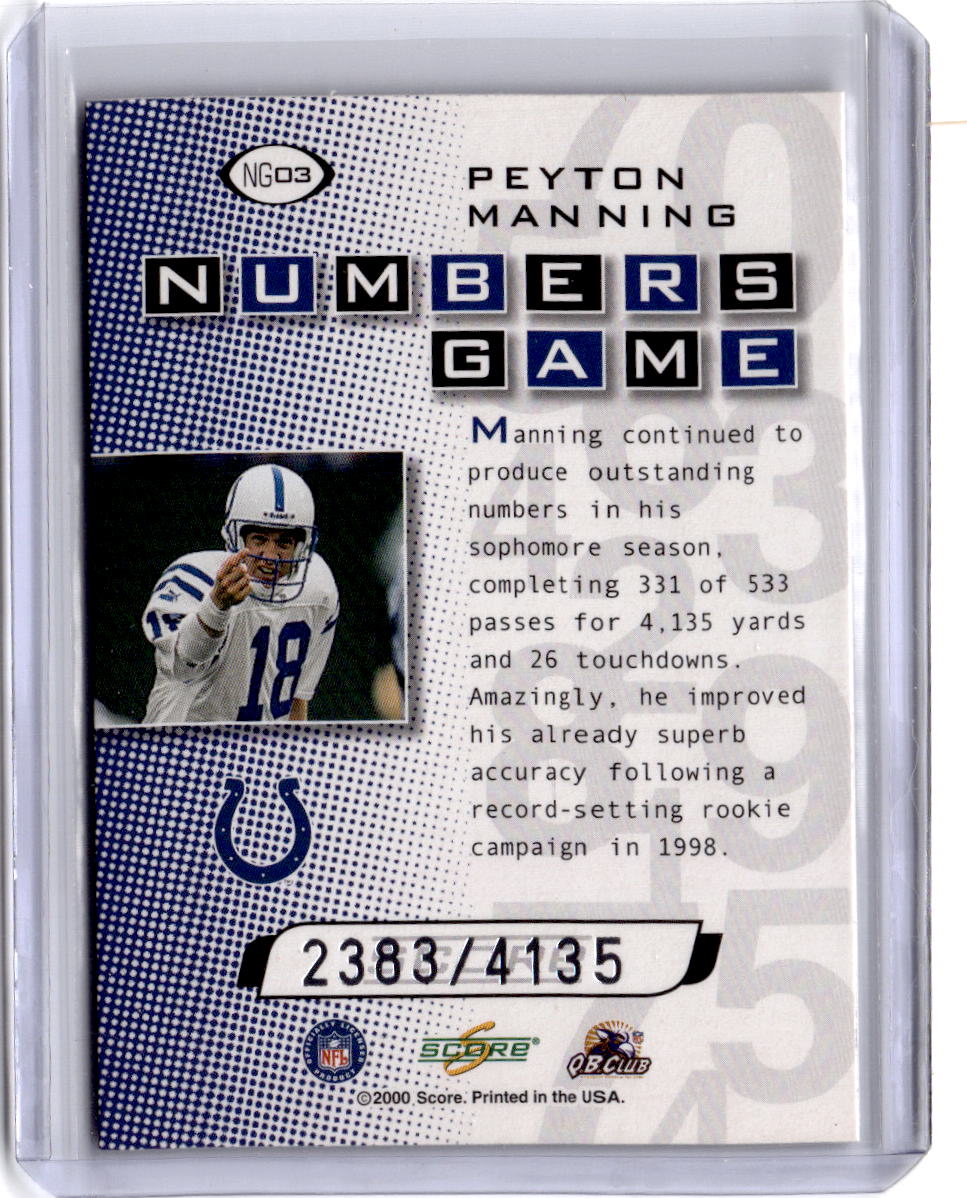 2000 Score #NG03 Peyton Manning Numbers Game Silver #/4135