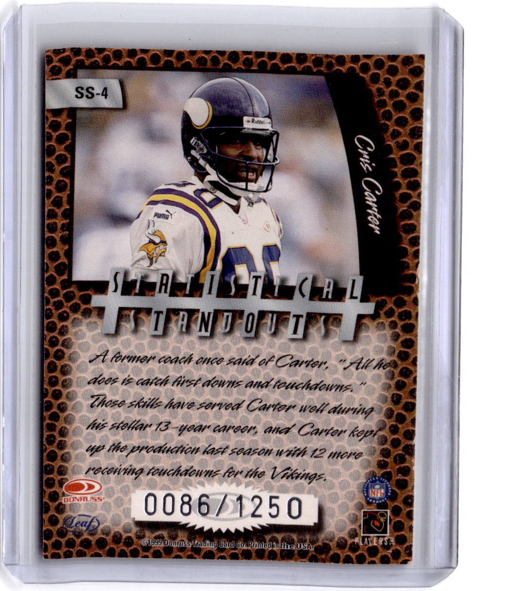 1999 Leaf Rookies & Stars #SS-4 Cris Carter Statistical Standouts #/1250