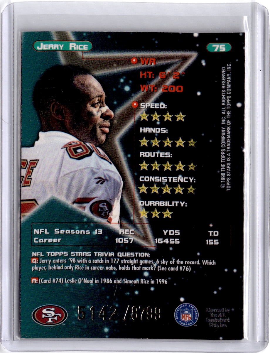 1998 Topps Stars #75 Jerry Rice Bronze Star #/8799