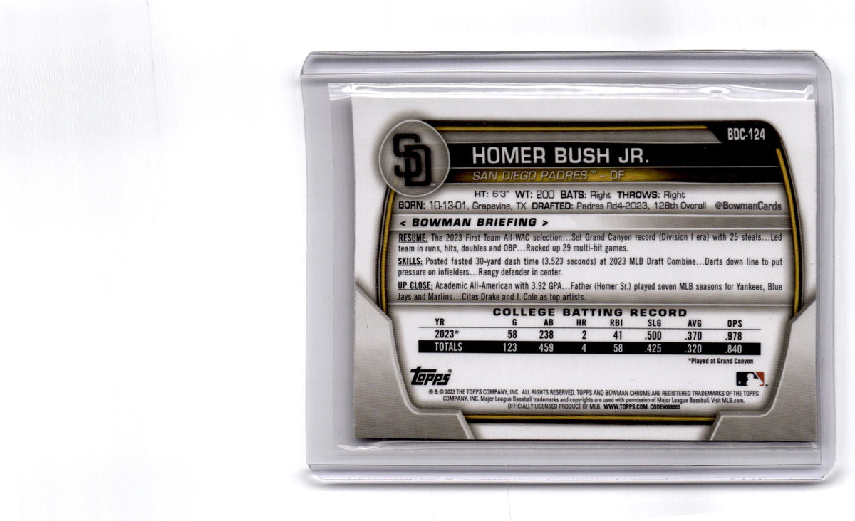 2023 Bowman Draft #BDC-124 Homer Bush Jr. Chrome Gold Refractor #/50