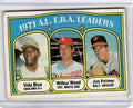 1972 Topps #92 1971 A.L. E.R.A. Leaders (Vida Blue / Wilbur Wood / Jim Palmer)