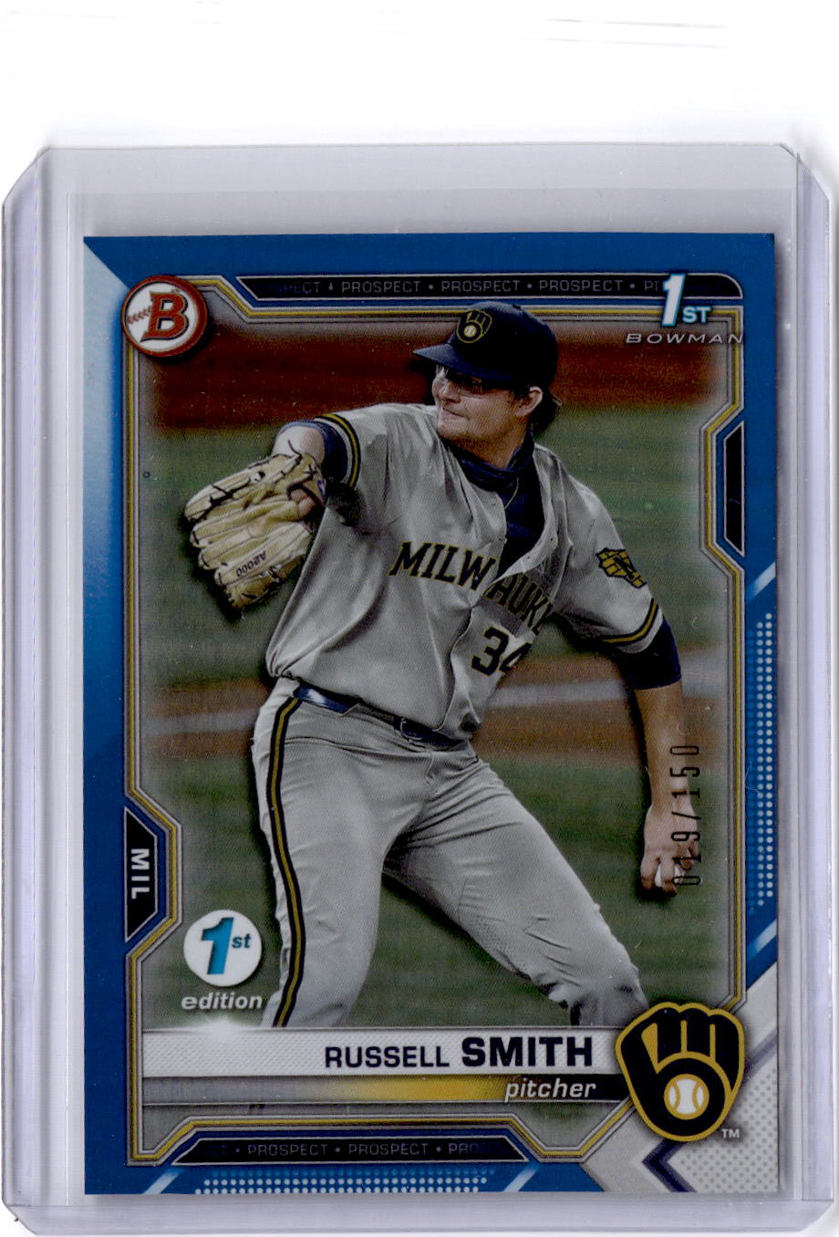 2021 Bowman Draft 1st Edition #BD-113 Russell Smith Blue Foil #/150