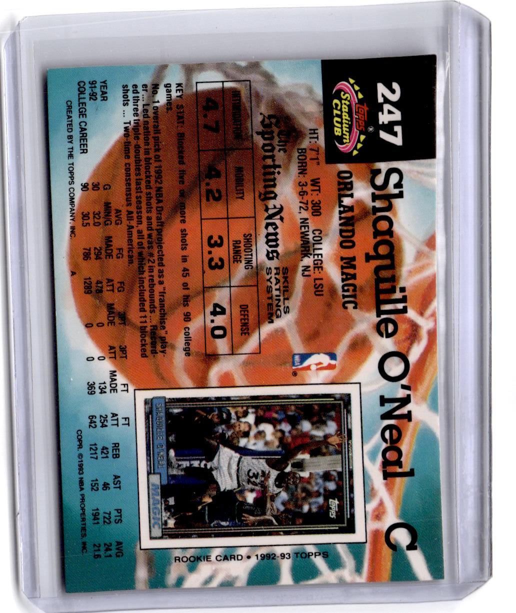 1992-93 Stadium Club #247 Shaquille O'Neal