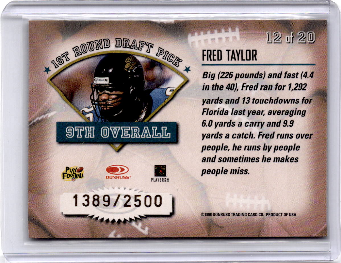 1998 Leaf Rookies & Stars #12 Fred Taylor Freshman Orientation #/2500