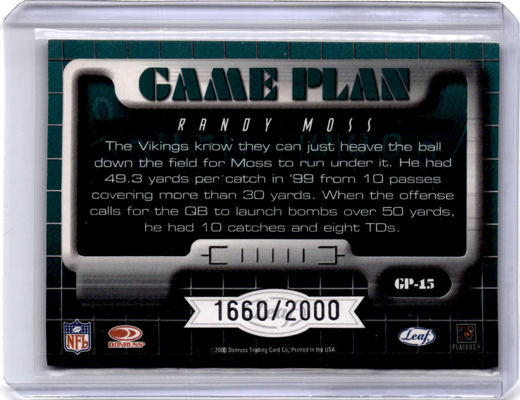 2000 Leaf Rookies & Stars #GP-15 Randy Moss Game Plan #/2000
