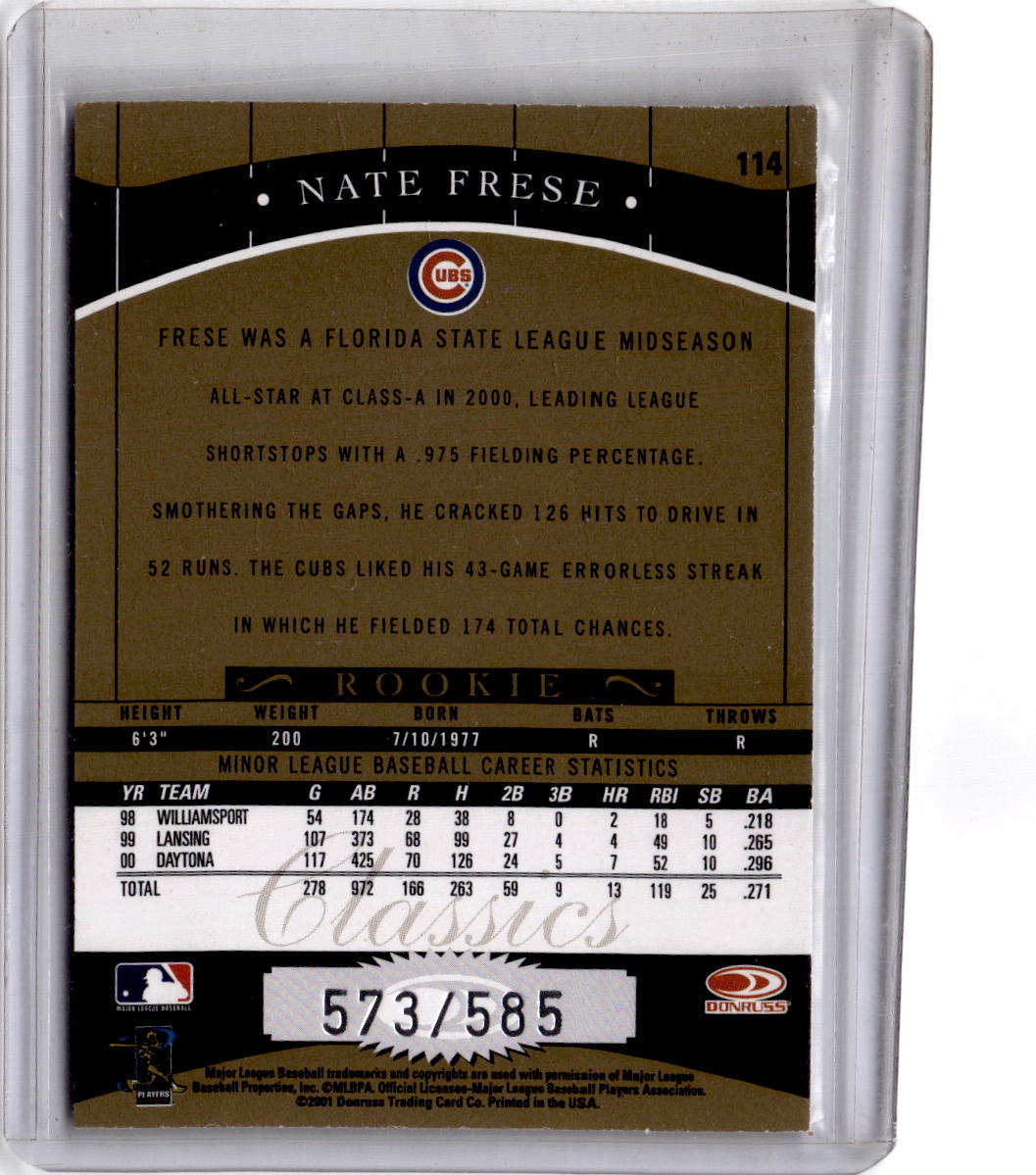 2001 Donruss Classics #114 Nate Frese #/585