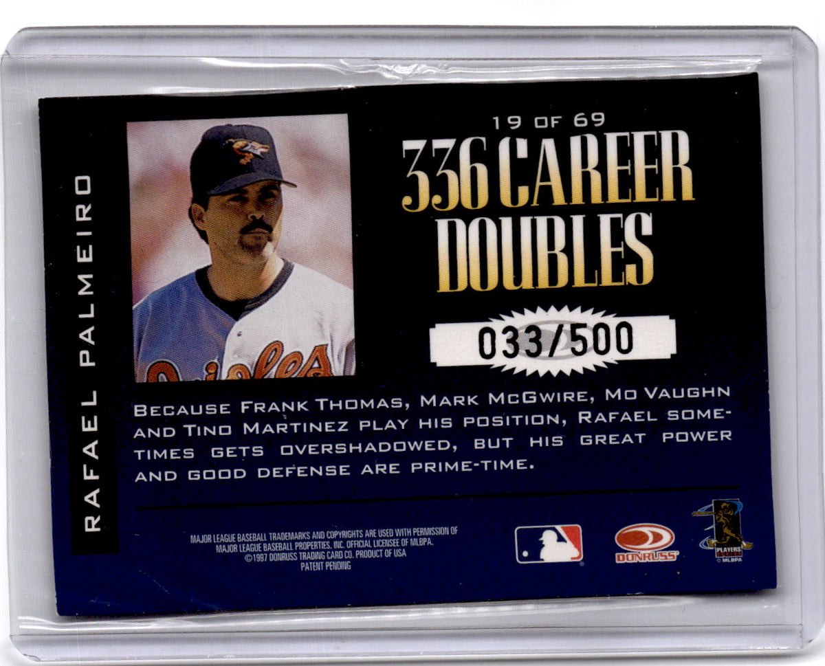 1997 Donruss Limited #19 Rafael Palmeiro Fabric of the Game #/500