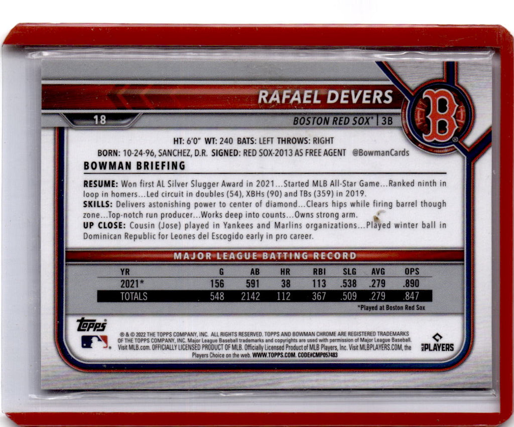 2018 Topps Chrome Sapphire Edition #18 Rafael Devers purple/25