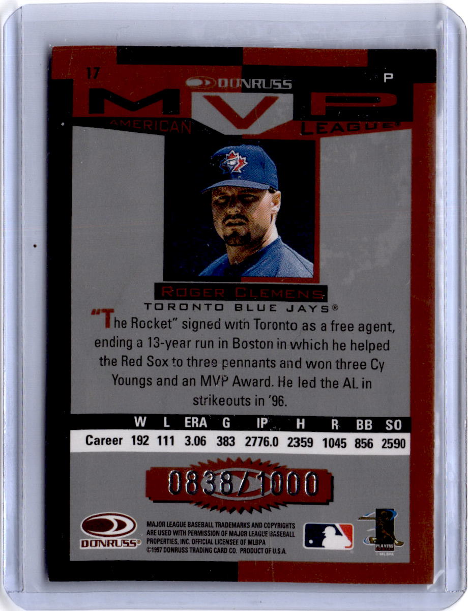 1997 Donruss Team Sets #17 Roger Clemens MVP's #/1000