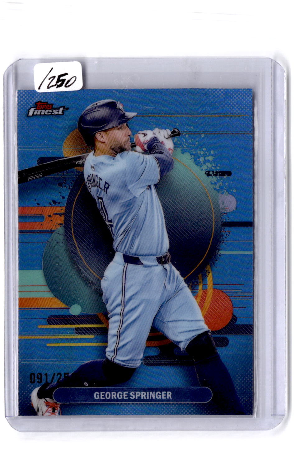 2025 Finest #141 George Springer Sky Blue Refractors #/250
