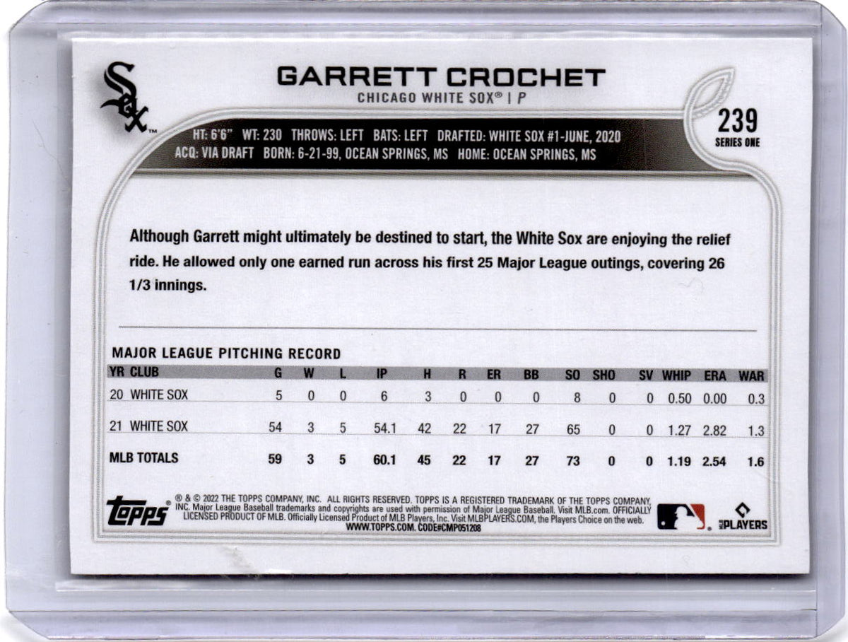 2022 Topps 1st Edition #239 Garrett Crochet Gold Foil