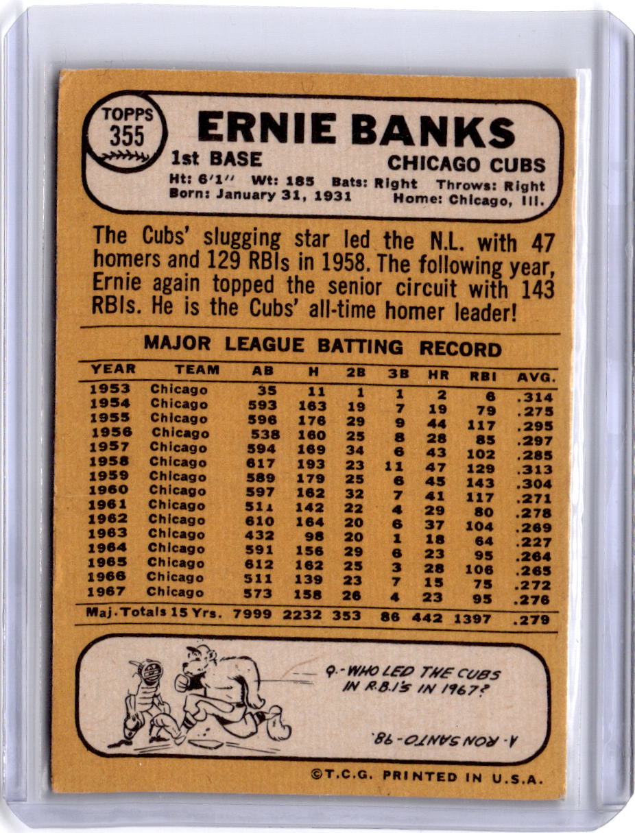 1968 Topps #355 Ernie Banks
