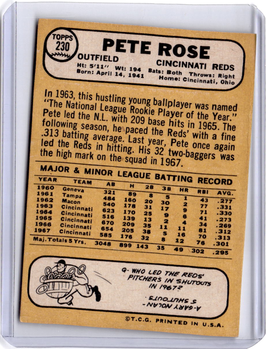 1968 Topps #230 Pete Rose