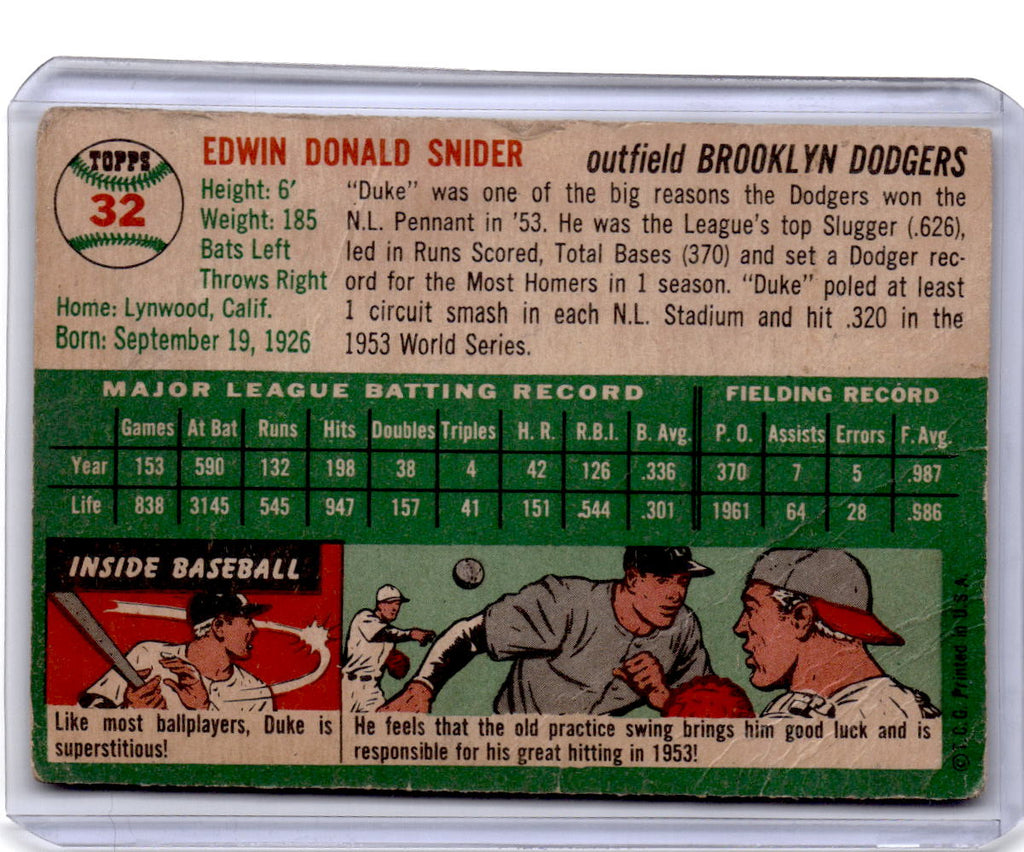 1954 Topps #32 Duke Snider