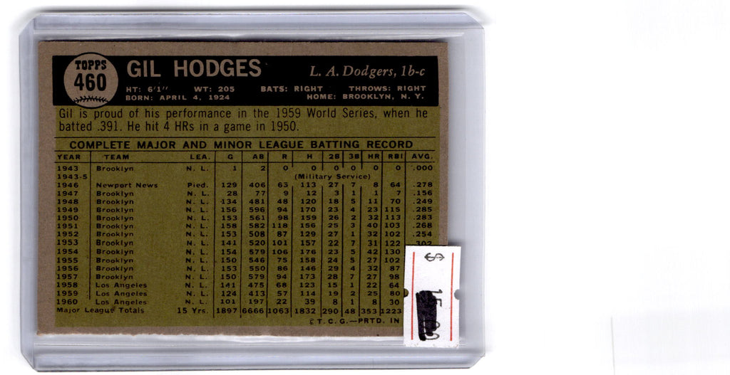 1961 Topps #460 Gil Hodges