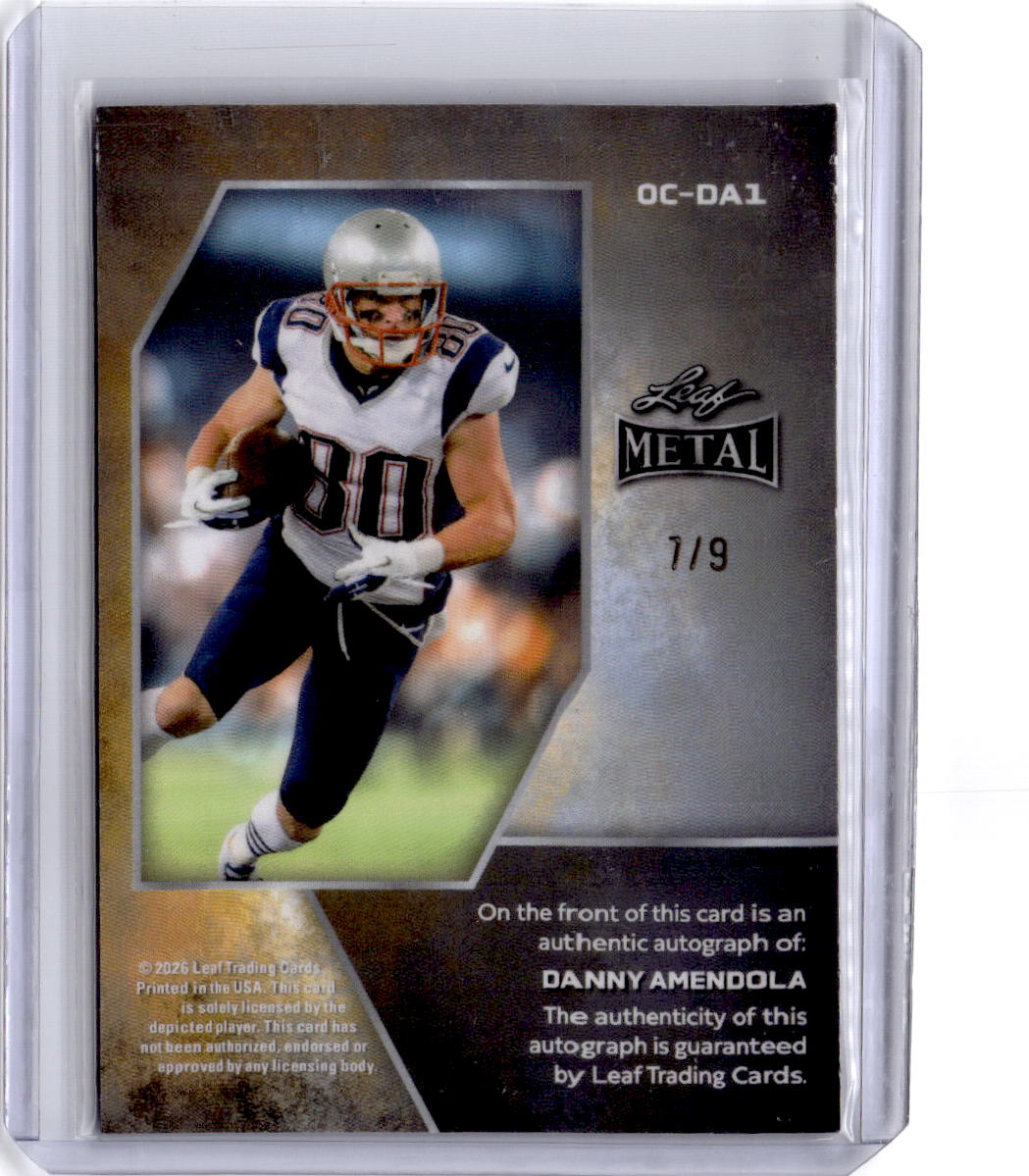 2026 Leaf Metal #OC-DA1 Danny Amendola On-Card Autographs Shimmer Silver #/9