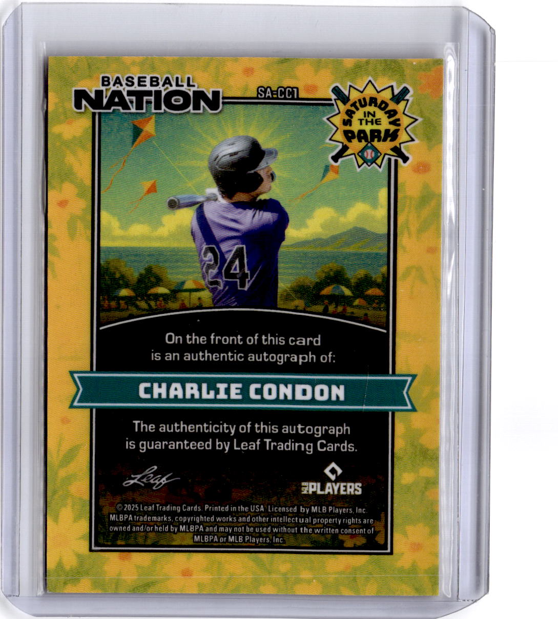 2025 Leaf Baseball Nation #SA-CC1 Charlie Condon Autographs Lava Orange /4