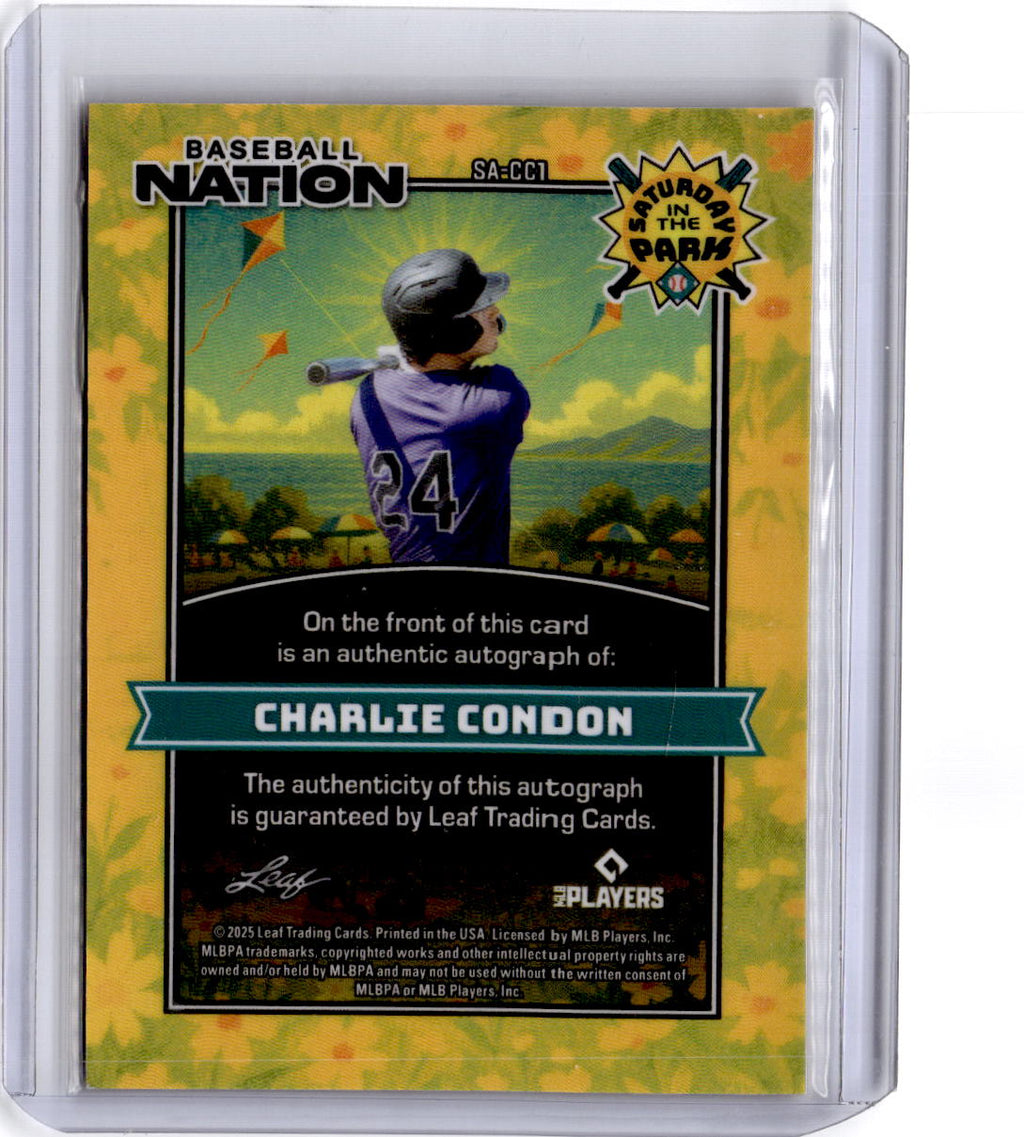 2025 Leaf Baseball Nation #SA-CC1 Charlie Condon Autographs Lava Orange /4