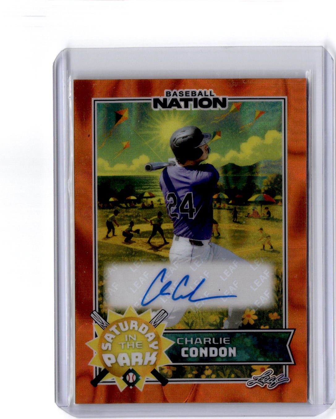 2025 Leaf Baseball Nation #SA-CC1 Charlie Condon Autographs Lava Orange /4