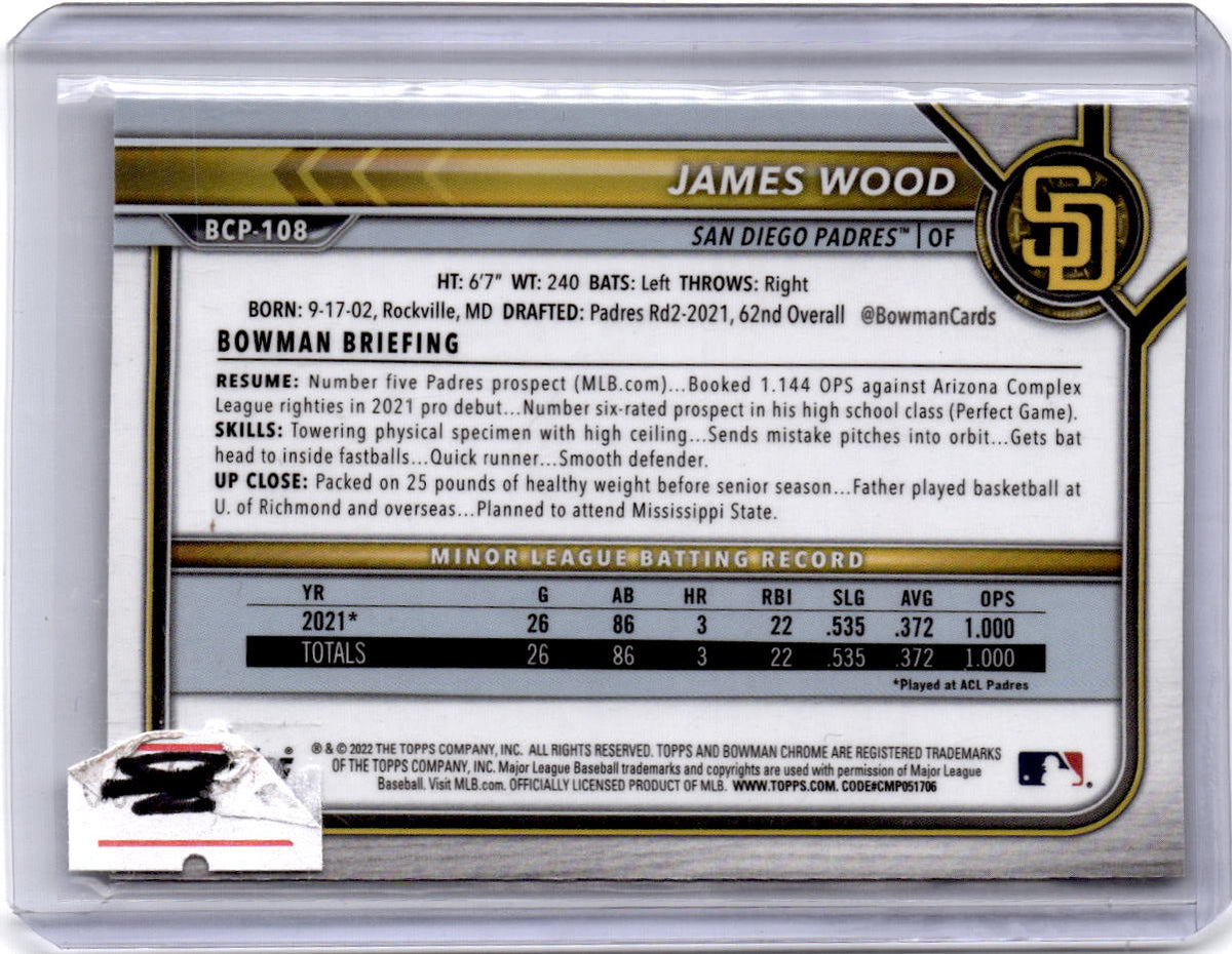 2022 Bowman #BCP-108 James Wood Chrome Prospects