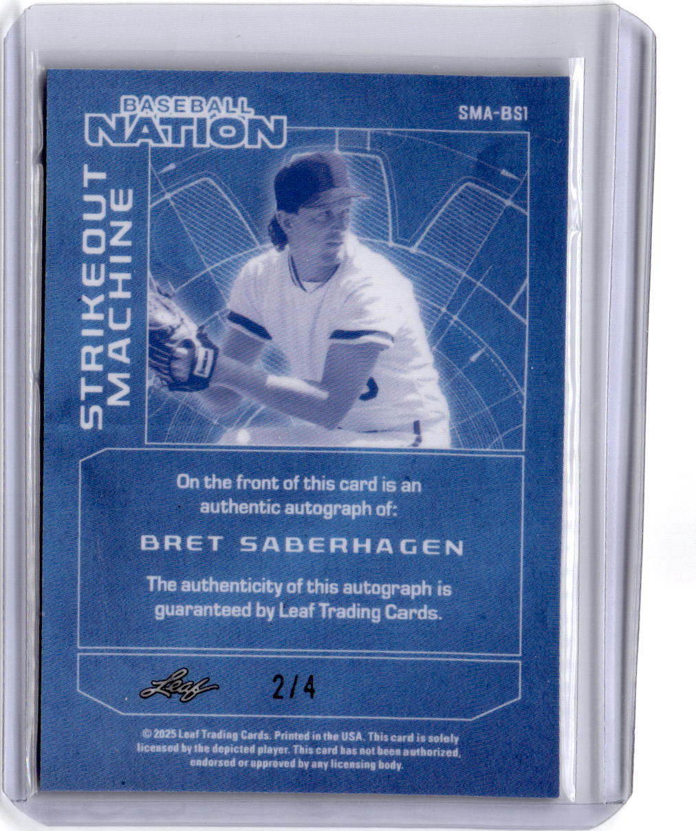 2025 Leaf Baseball Nation Bret Saberhagen Autographs Sparkles Green #/4