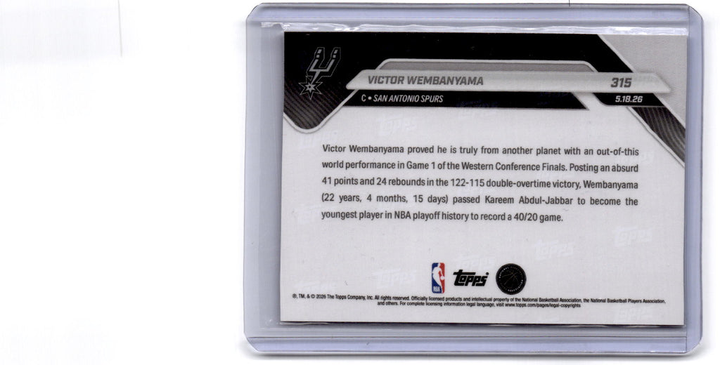 2025-26 Topps Now #315 Victor Wembanyama