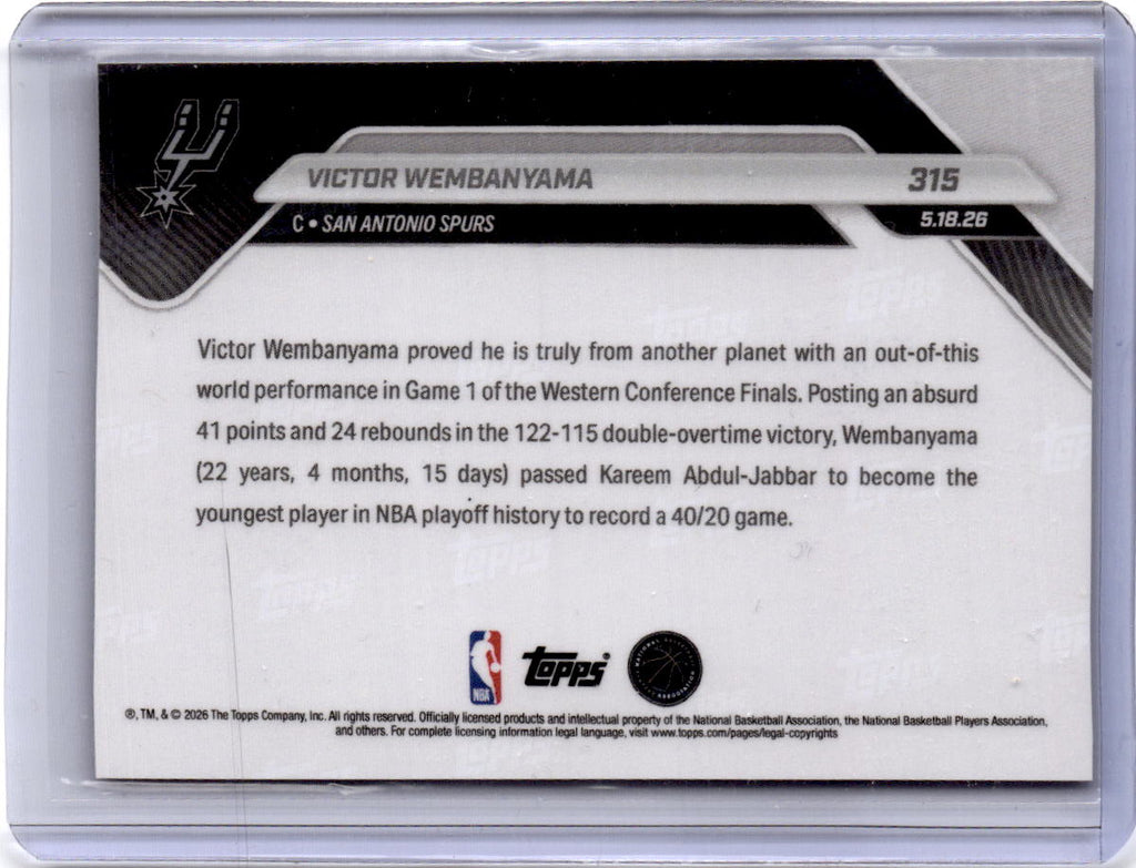 2025-26 Topps Now #315 Victor Wembanyama